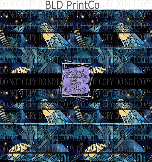 Stained Glass effect Blue Midnight PV 593- Patterned Vinyl