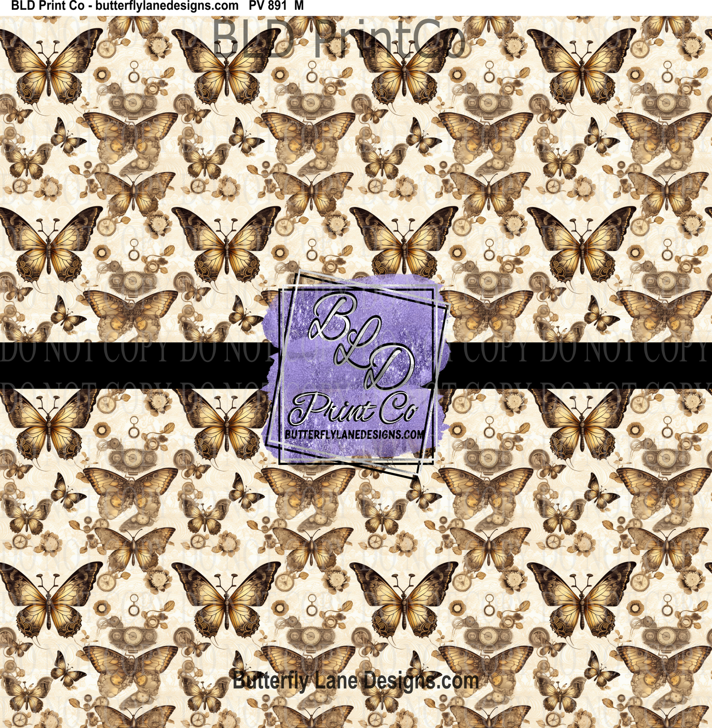 SteamPunk Butterflies- 10 - PV 891   Patterned Vinyl