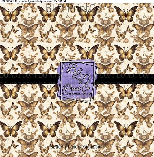 SteamPunk Butterflies- 10 - PV 891   Patterned Vinyl