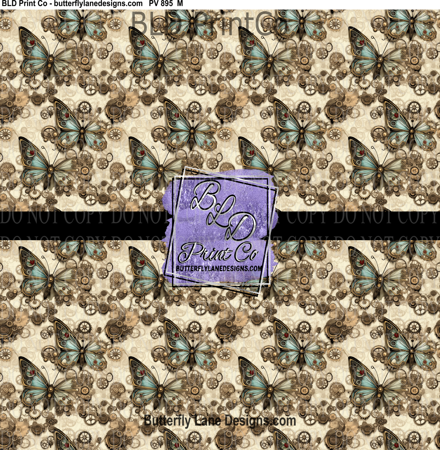 SteamPunk Butterflies- 14 - PV 895   Patterned Vinyl