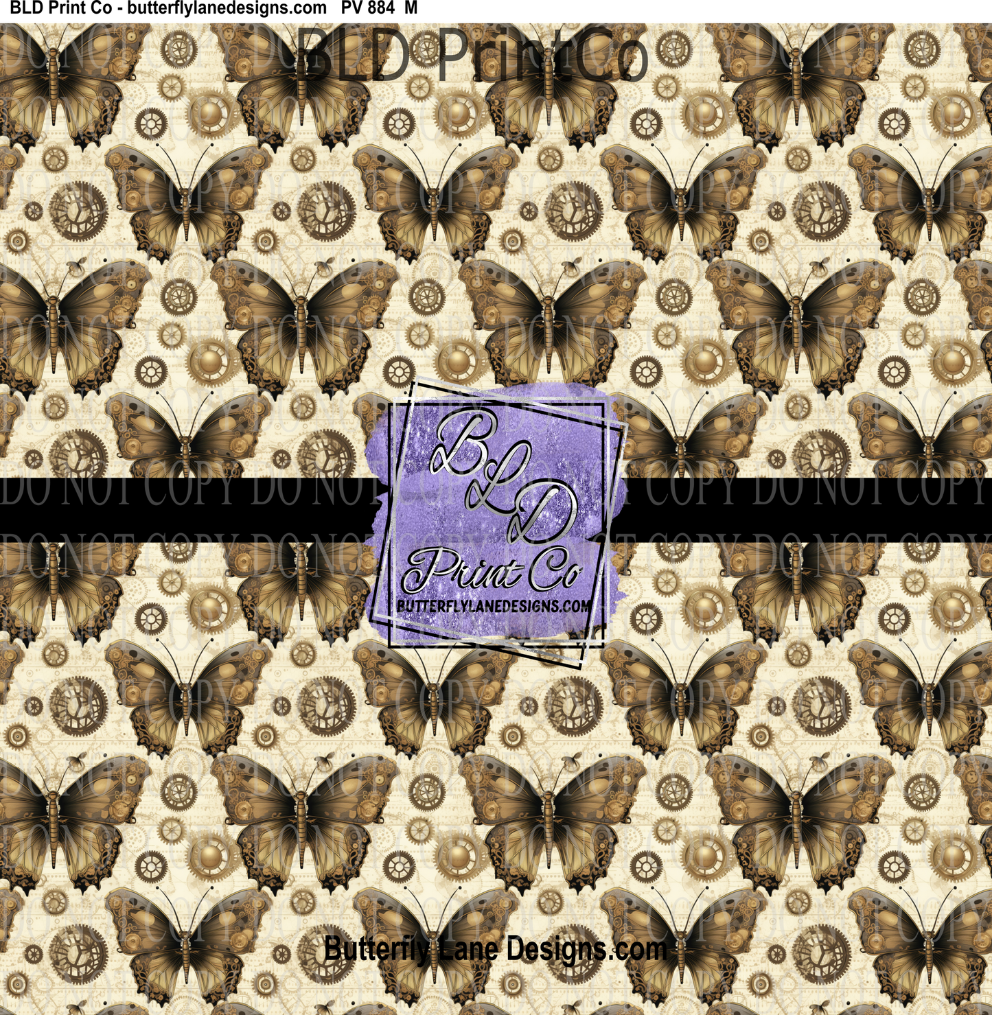 SteamPunk Butterflies- 3 - PV 884     Patterned Vinyl