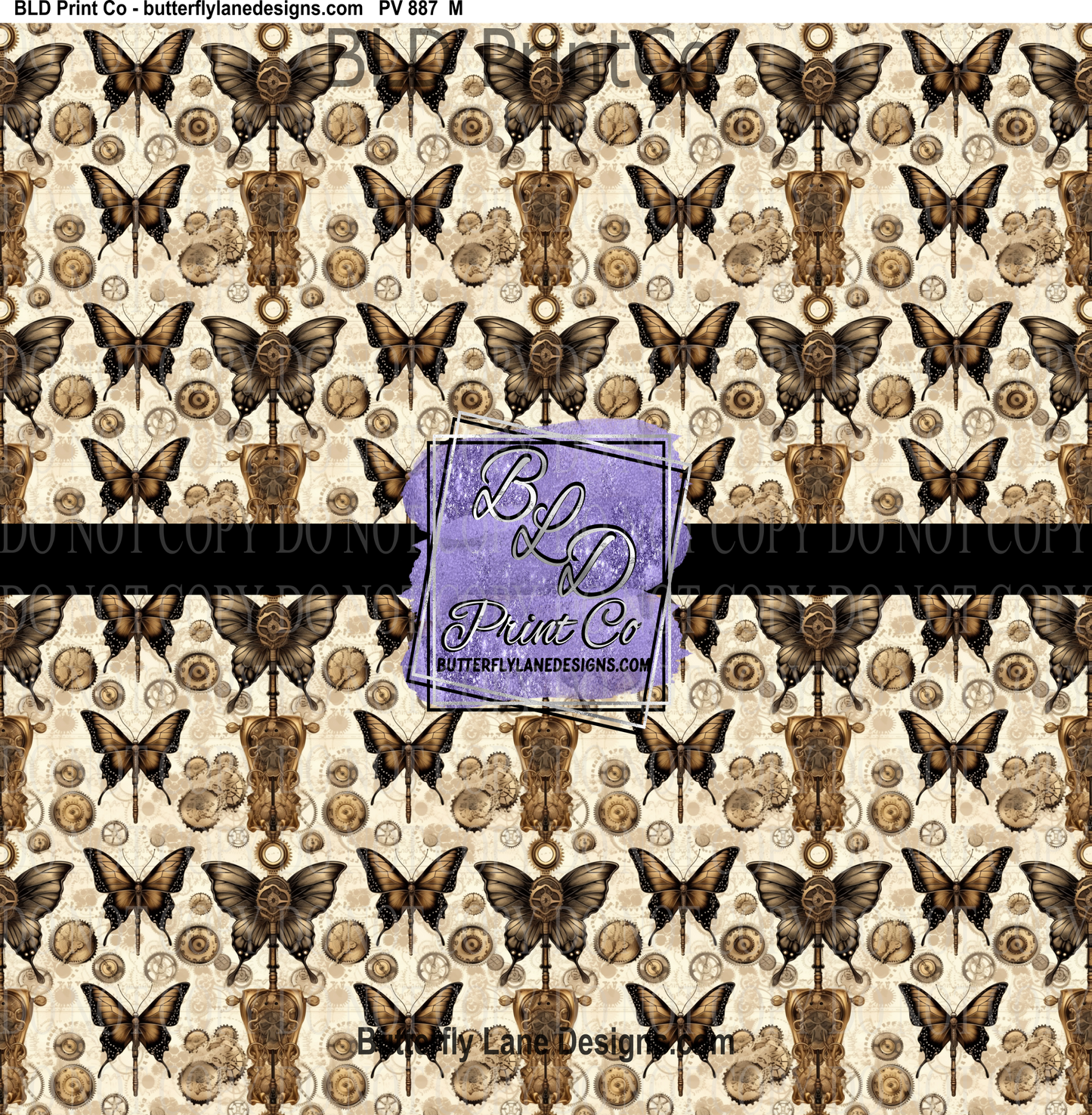 SteamPunk Butterflies- 6 - PV 887    Patterned Vinyl