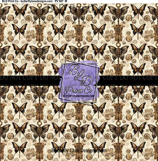 SteamPunk Butterflies- 6 - PV 887    Patterned Vinyl