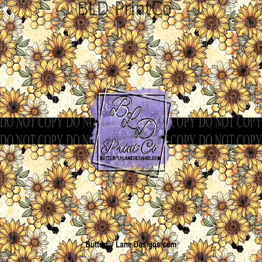 Sunflowers and Honey Comb PV 1204 ::  Patterned Vinyl