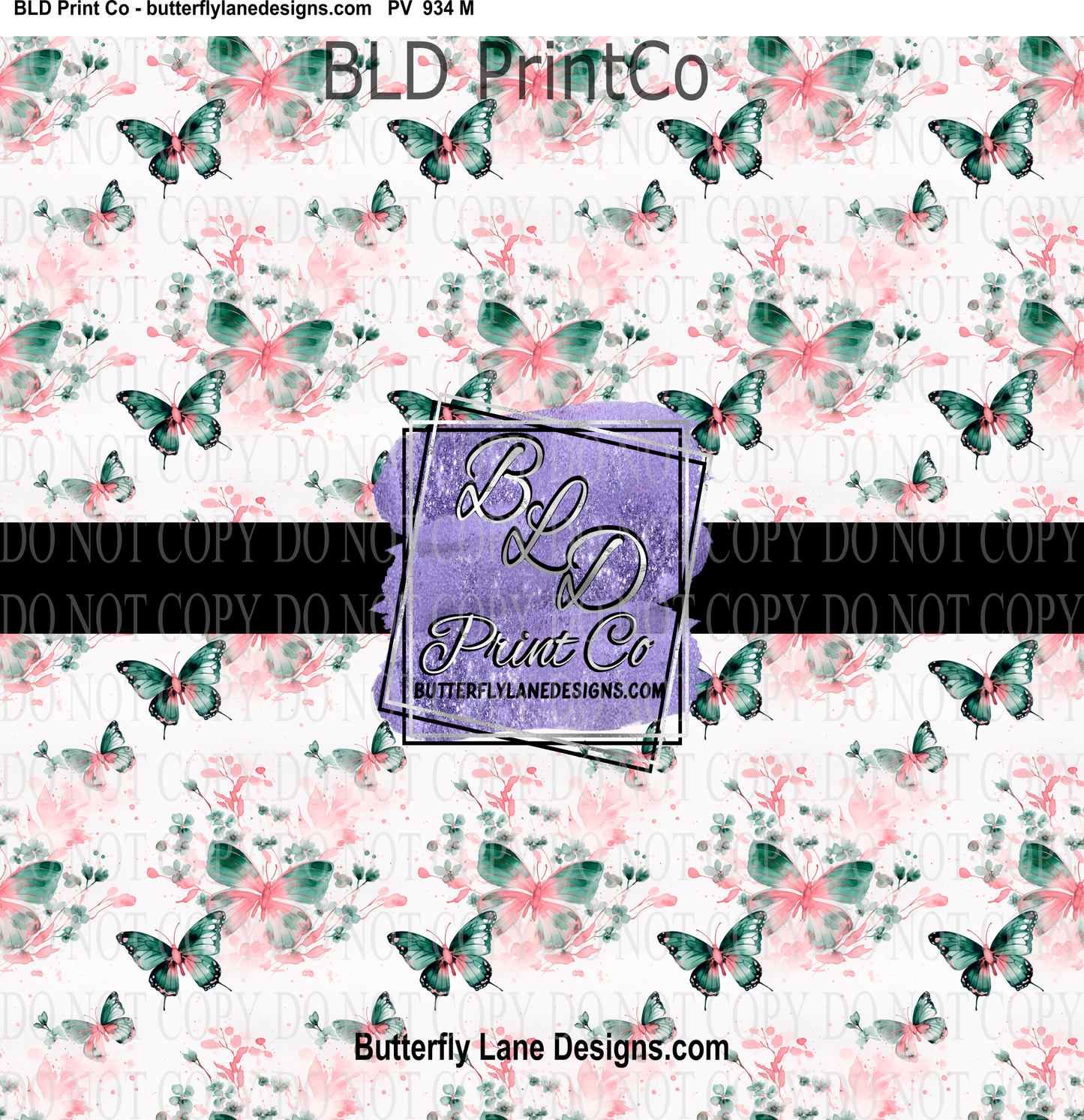 Teal & Pink Butterflies-PV 934   Patterned Vinyl