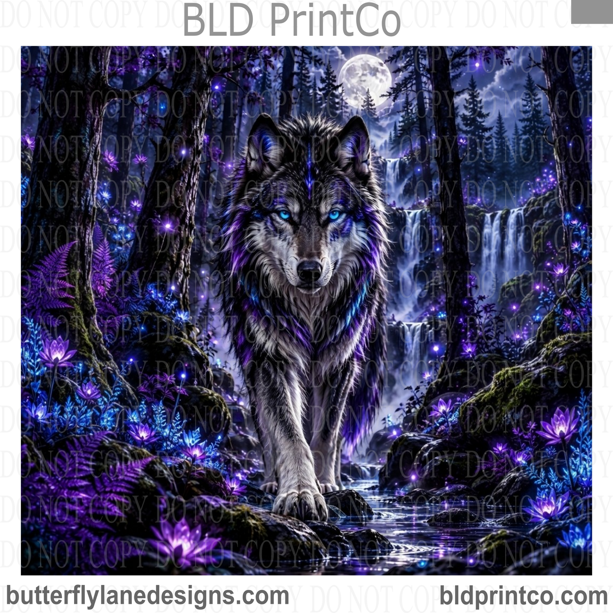 Mystical Neon Wolf | Glowing Forest & Full Moon  | W1000