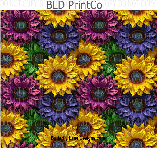 3D effect Colorful Sunflowers W1  : Tumbler wrap