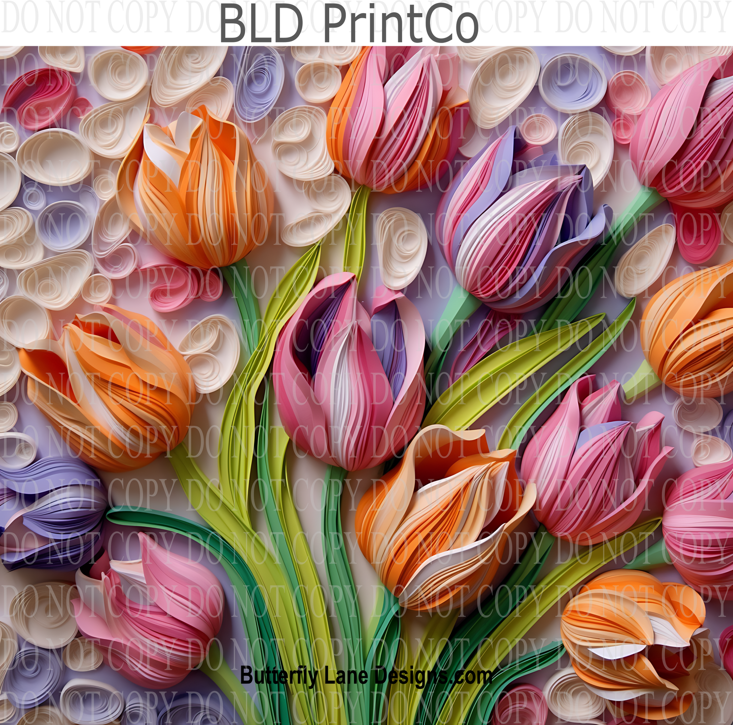 3D effect Dainty Tulips W11 : Tumbler wrap