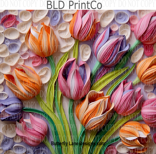 3D effect Dainty Tulips W11 : Tumbler wrap