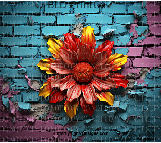 W110  3D Effect -  Colorful flower Wall Smash: Tumbler wrap