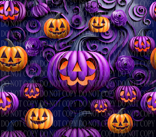 W123 3D Effect Jack O'lanterns: Tumbler wrap