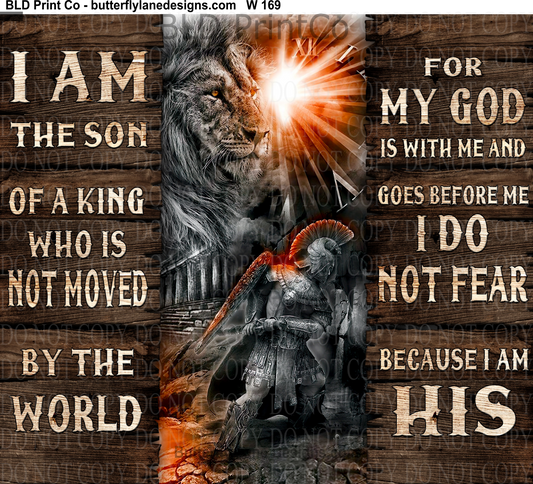 W169 I am the son of a King who is not moved by the world:   Tumbler wrap