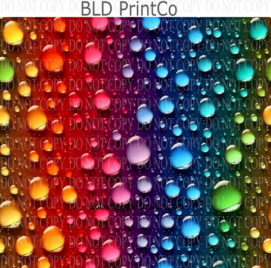 3D effect Rainbow rain drops W17 : Tumbler wrap