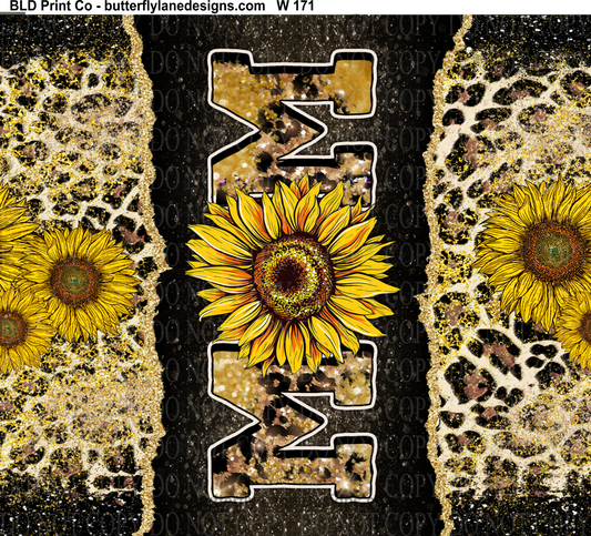 W171 Leopard & Sunflower print MOM:   Tumbler wrap