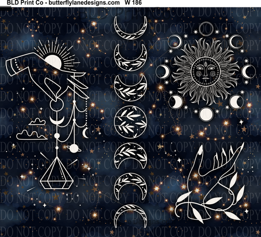 W186 Astrological Moon Phases:   Tumbler wrap