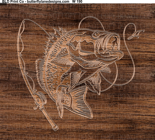 W190 Woodgrain Fishing.:   Tumbler wrap