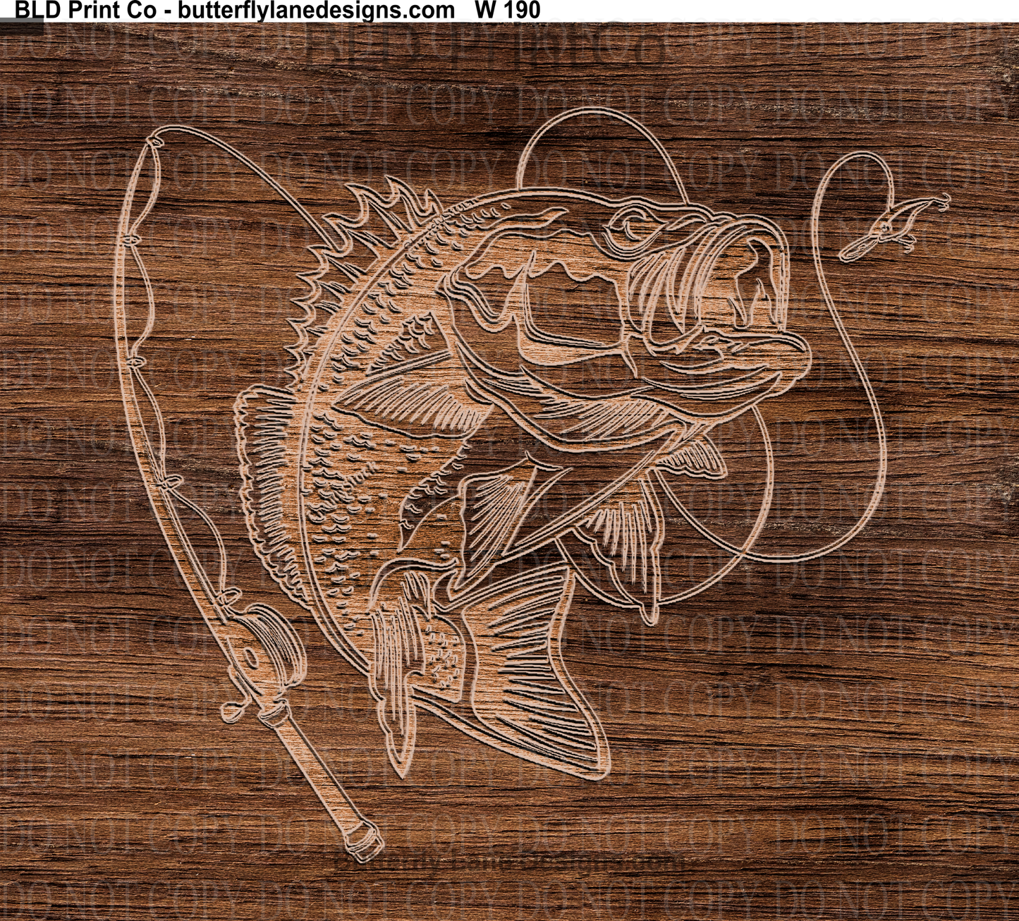 W190 Woodgrain Fishing.:   Tumbler wrap