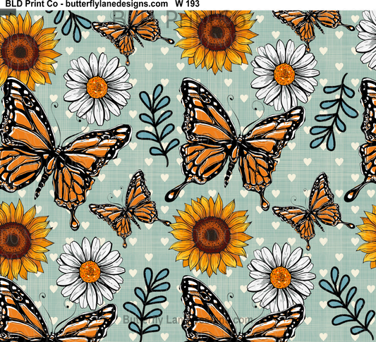 W193 Butterflies and Flowers:   Tumbler wrap