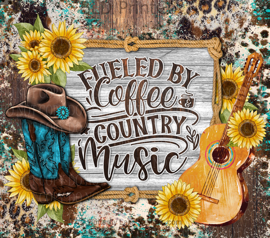 W199 Fueled by Coffee Country Music : Tumbler wrap