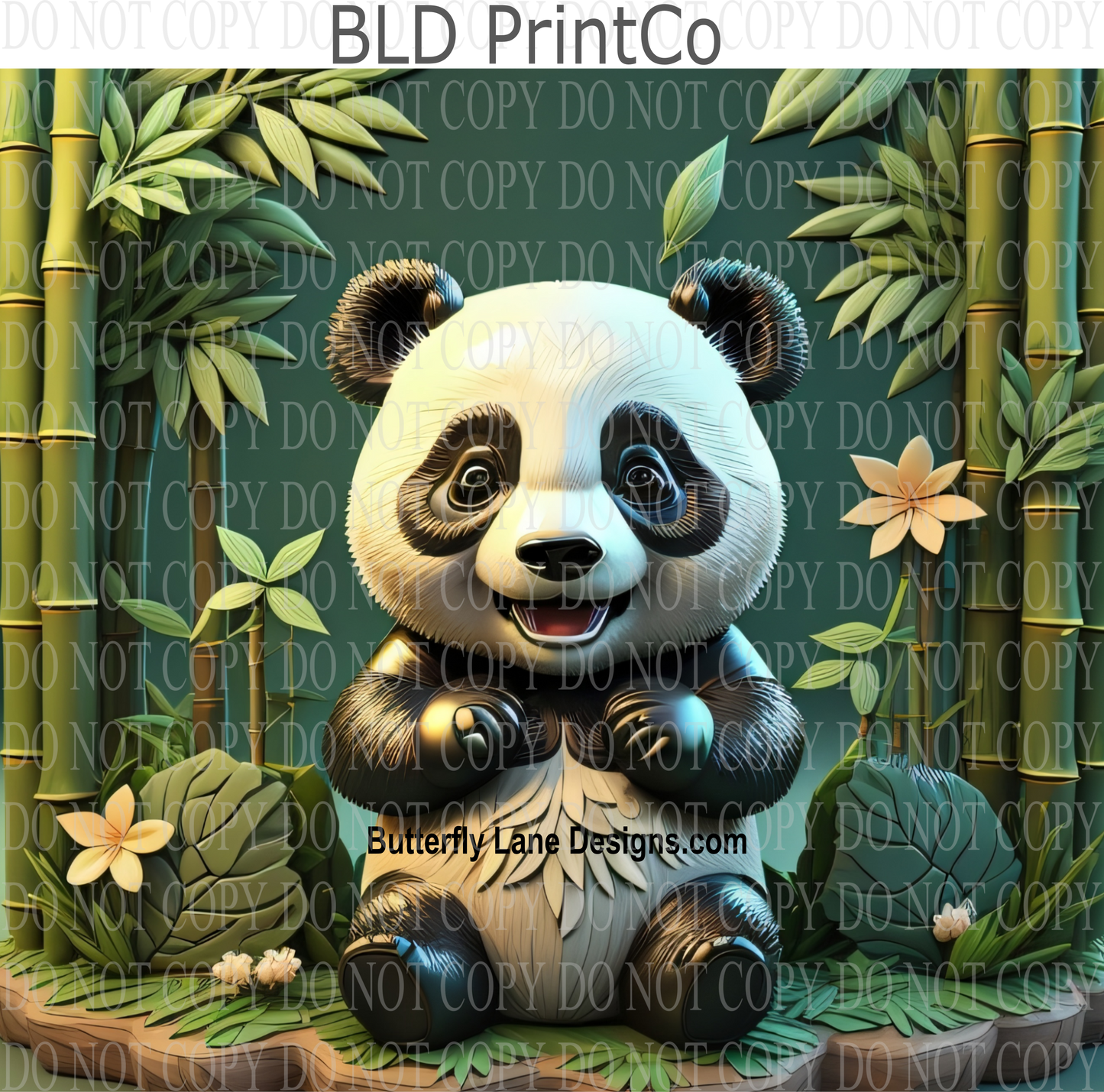 3D Effect Cute Panda W20 : Tumbler wrap