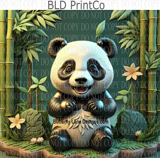 3D Effect Cute Panda W20 : Tumbler wrap