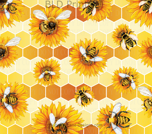 W206 Sunflower Honey Bee: Tumbler wrap
