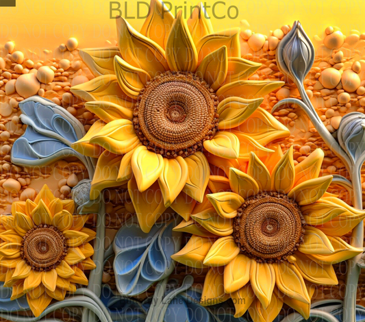 W251 3D sunflowers:  Tumbler wrap