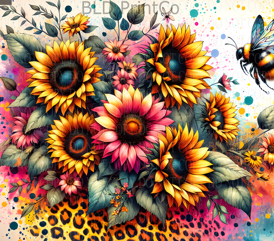 W255 Leopard and sunflowers:  Tumbler wrap