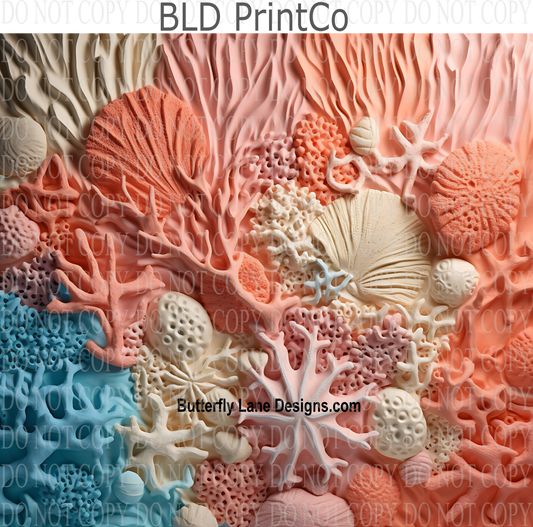 3D Effect Sea Coral- W28 : Tumbler wrap