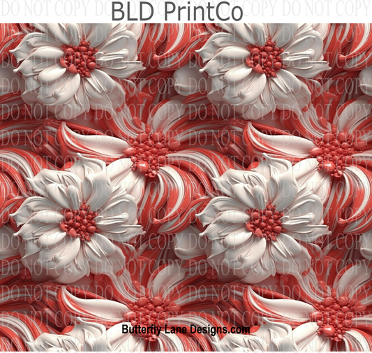 3D effect White and coral florals W3  : Tumbler wrap