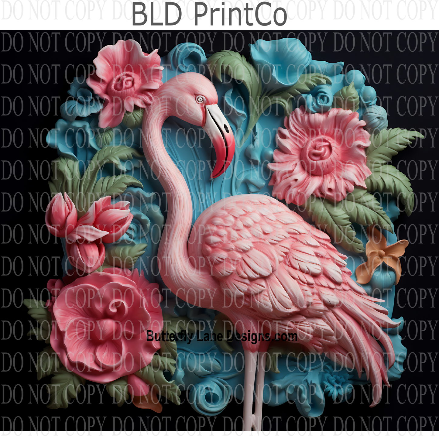 3D Effect  Pink Flamingo 3- W31 : Tumbler wrap