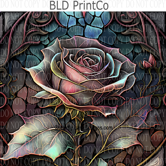 Stained Glass effect Muted Rose: Tumbler wrap W32