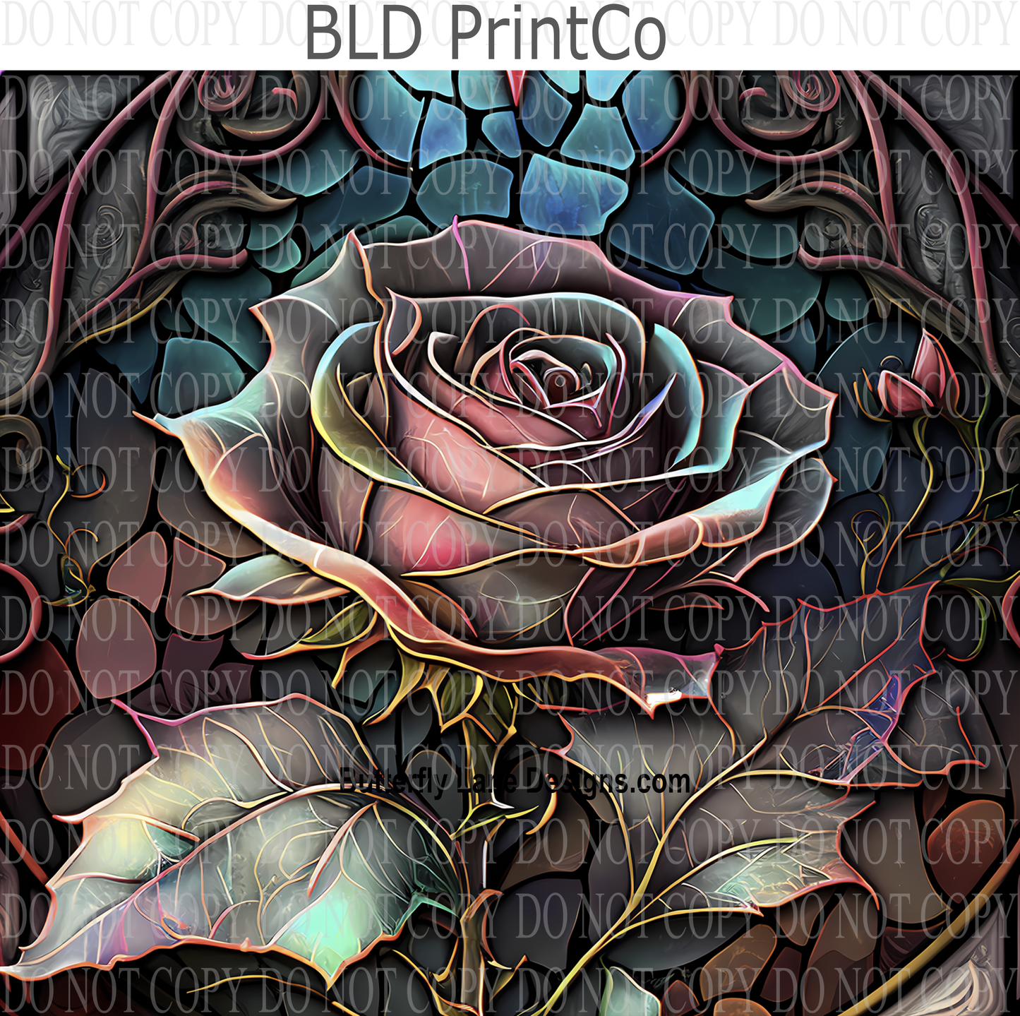 Stained Glass effect Muted Rose: Tumbler wrap W32