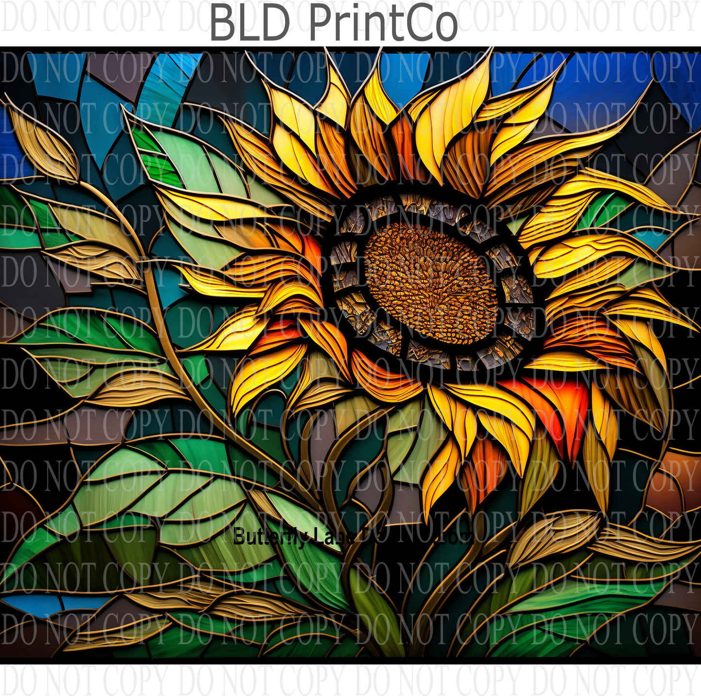 Stained Glass effect Sunflower: Tumbler wrap W34