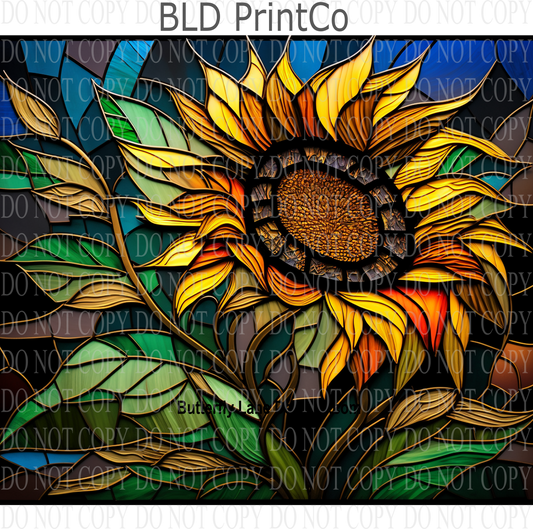 Stained Glass effect Sunflower: Tumbler wrap W34