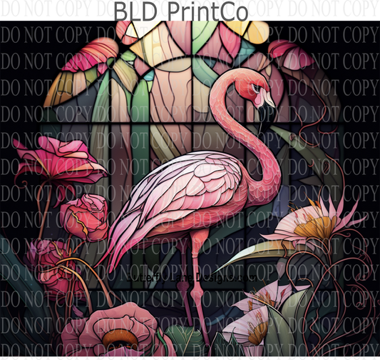 Stained Glass effect Flamingo 2: Tumbler wrap W37
