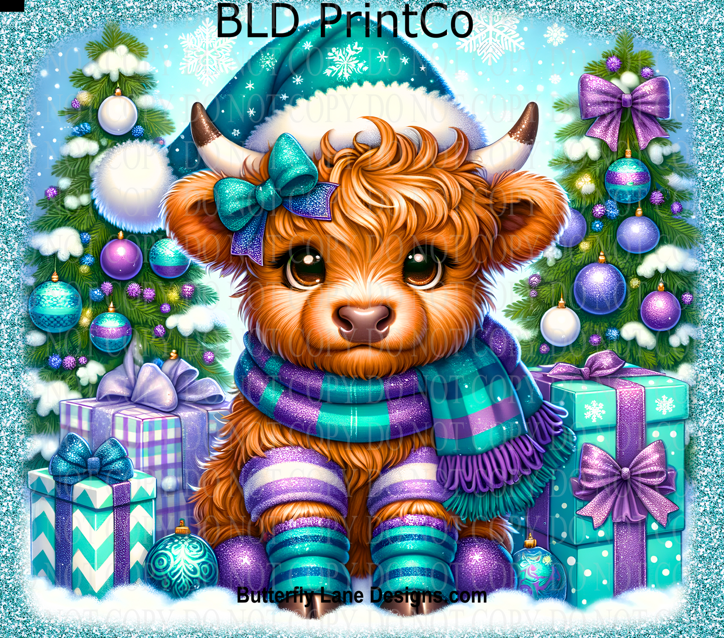 W382 Teal baby highland cow