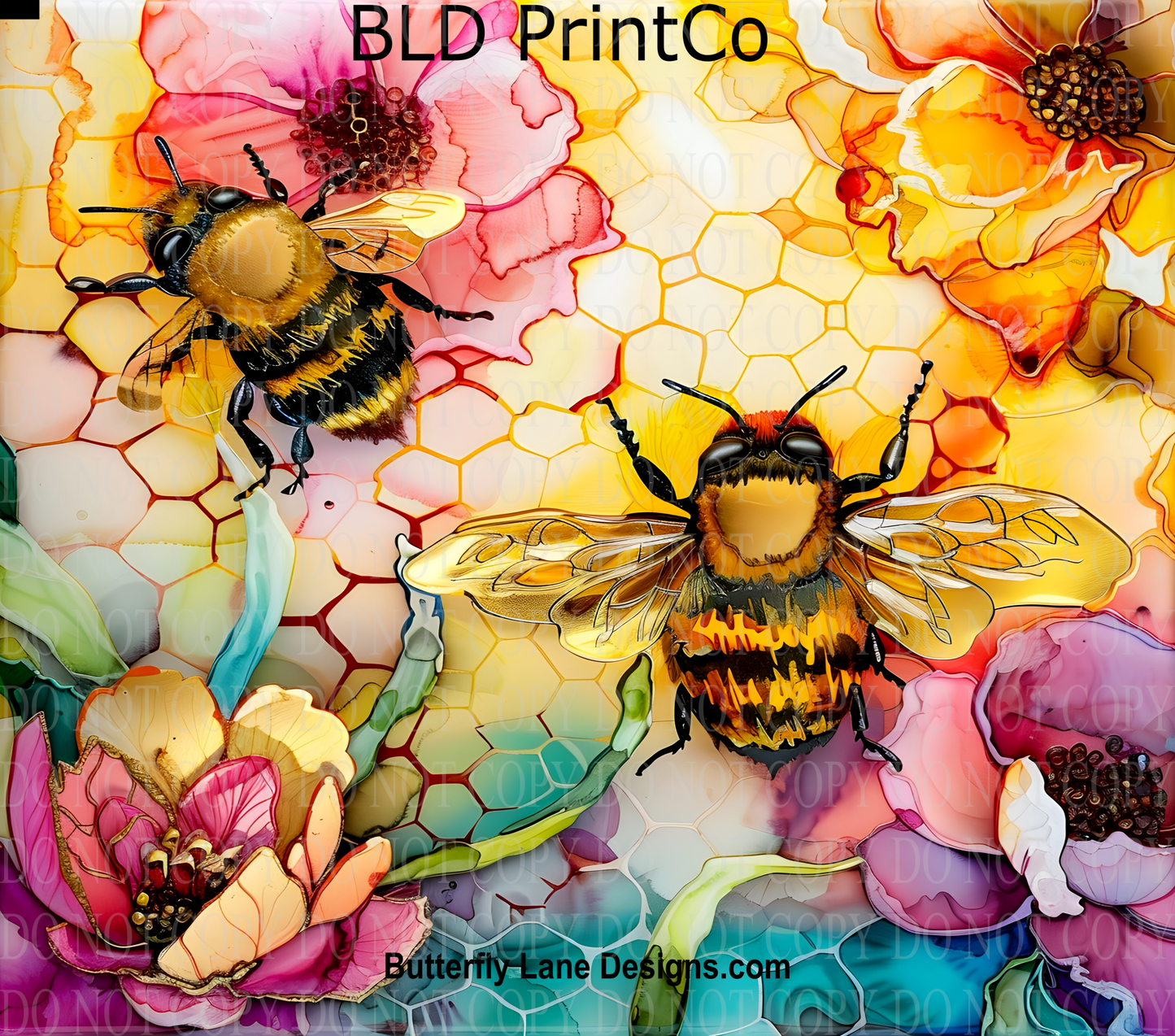 W391 Watercolor Bees