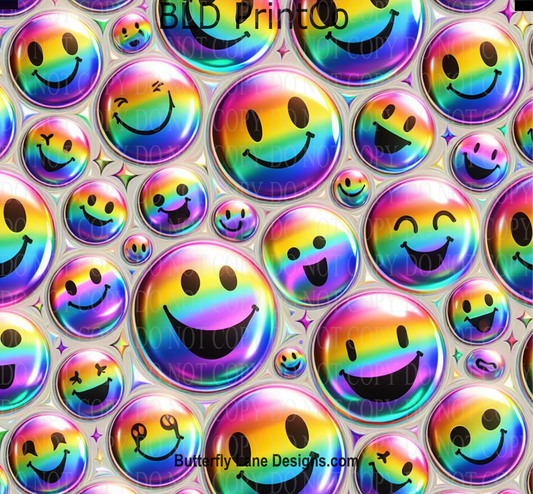 W549 Rainbow Holo Smiley bubble Faces