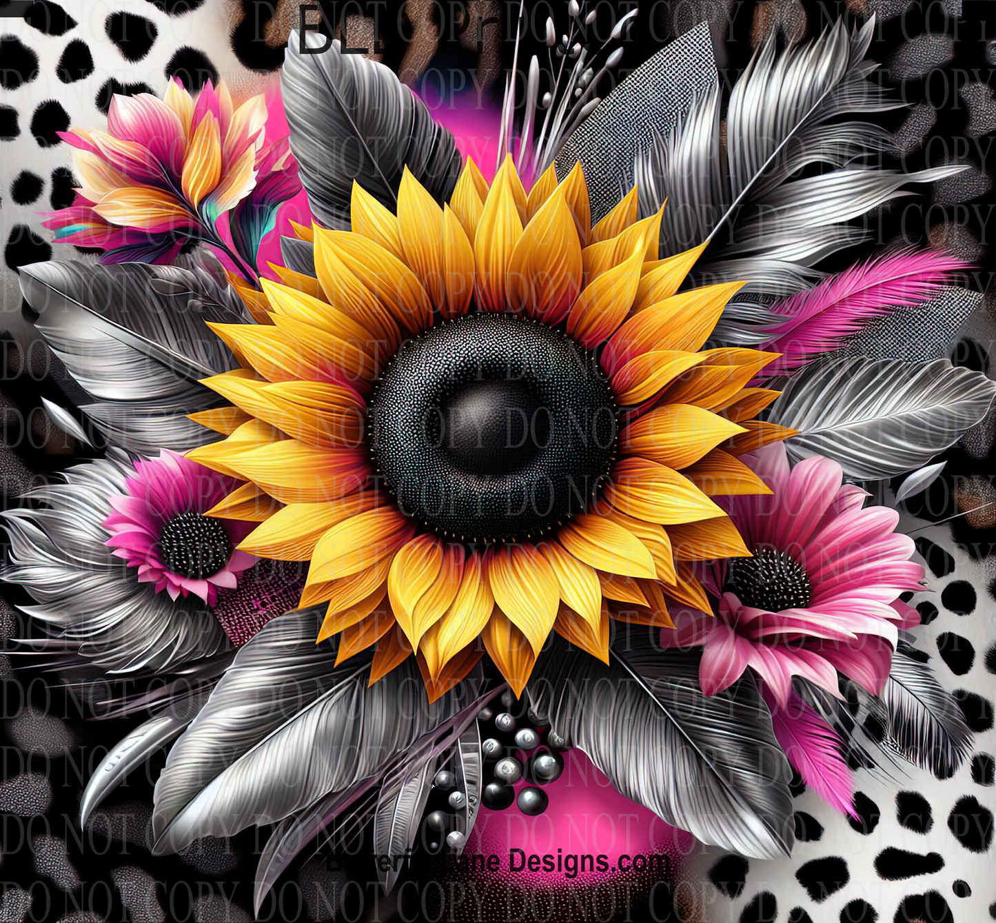 W552 Sunflower with Vibrant Pink and cheetah print