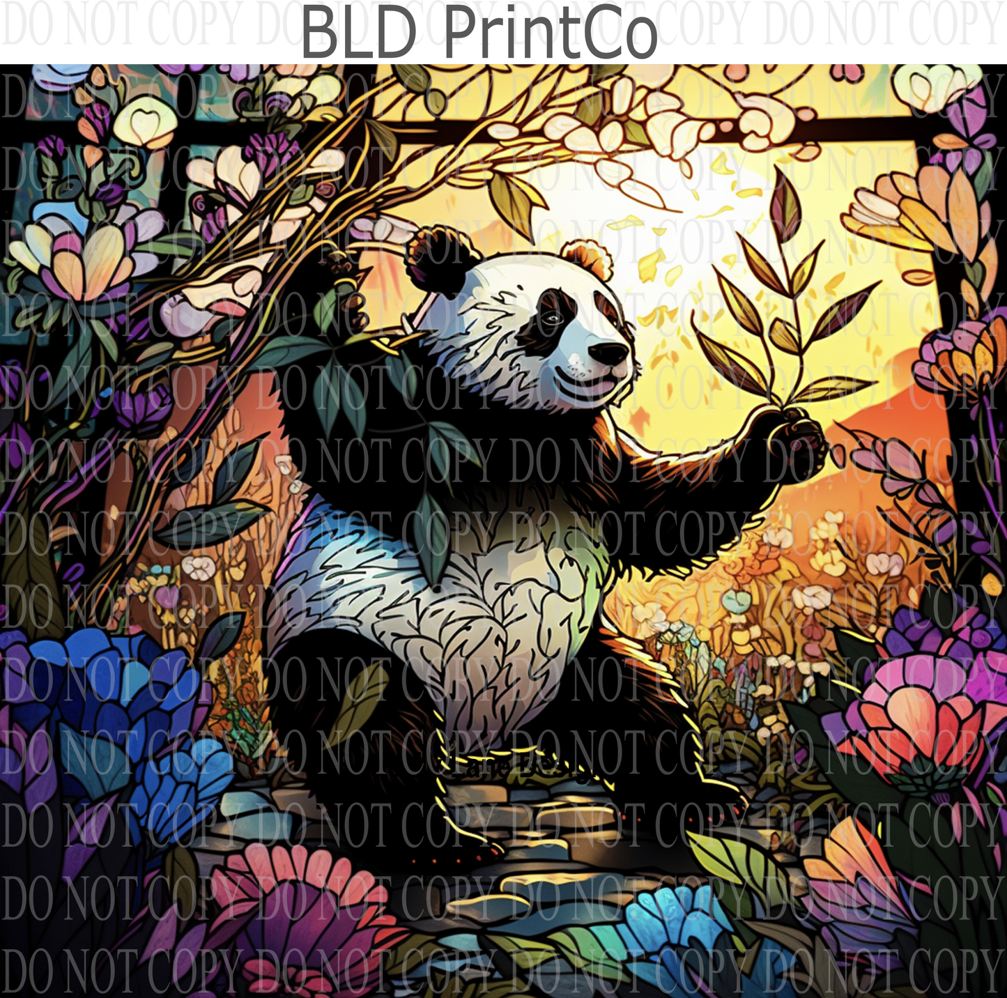 Cute Stained glass effect Panda 1  W56