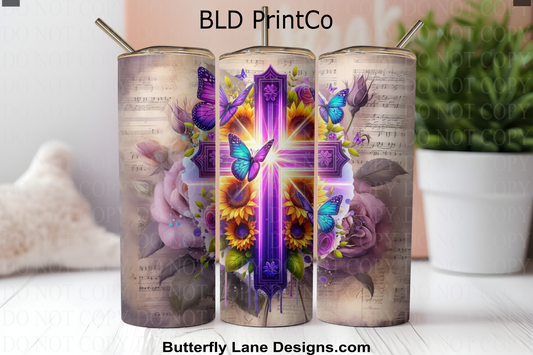 W591 Purple cross with roses
