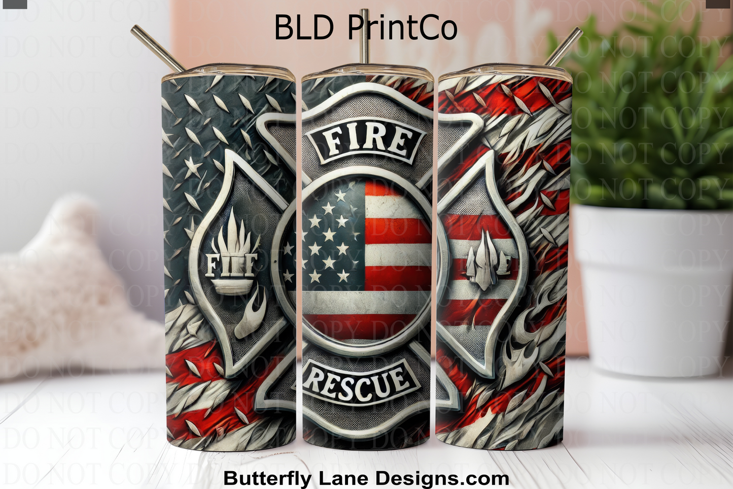 W685 Fire Rescue Badge and flag