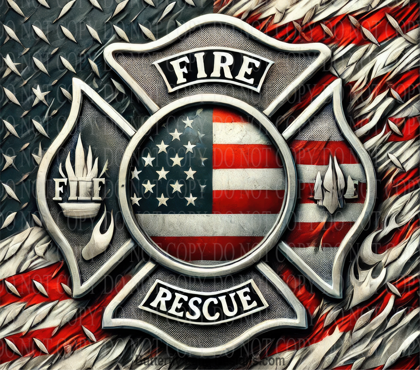 W685 Fire Rescue Badge and flag