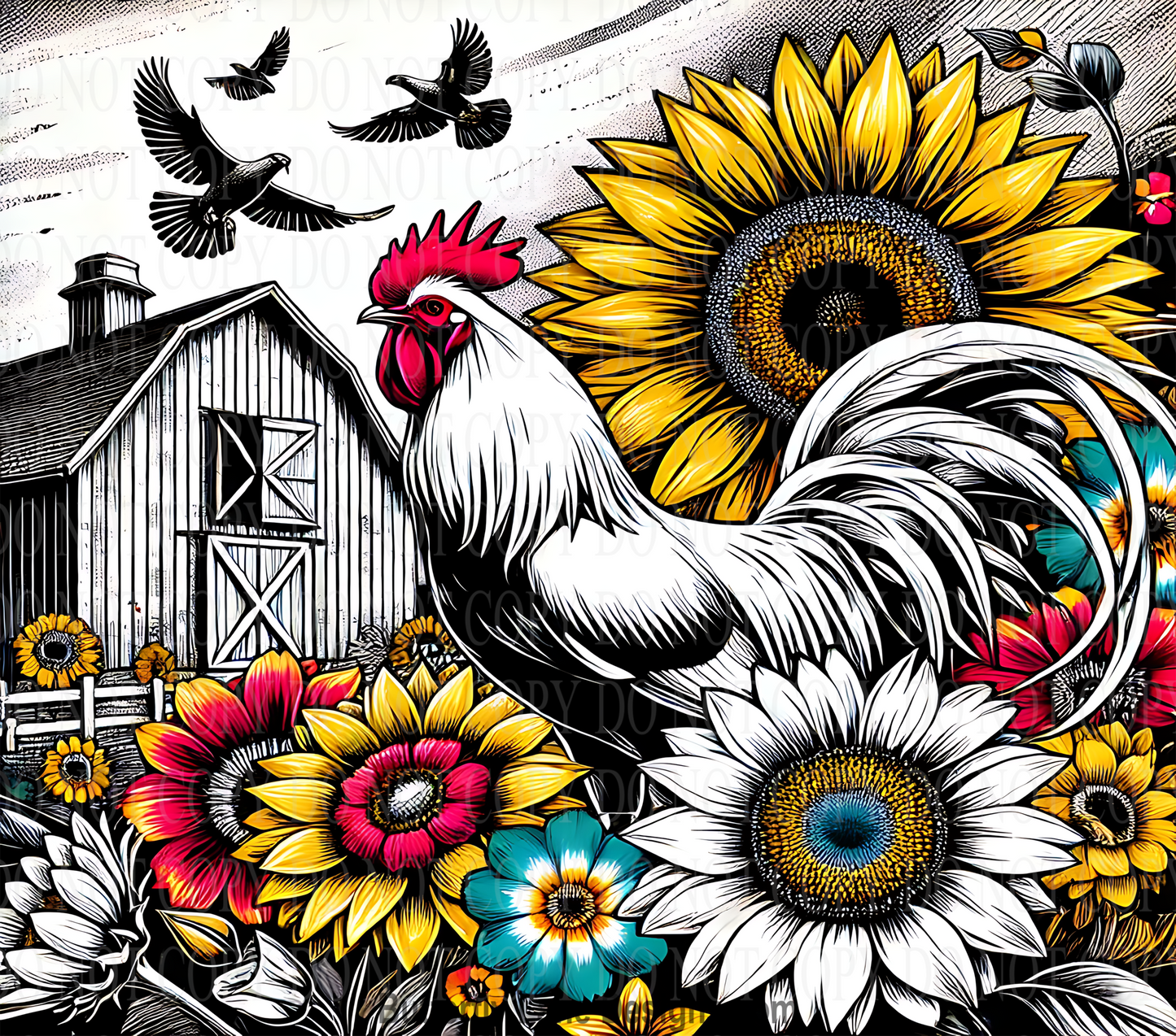 W701 Roosters and Florals-