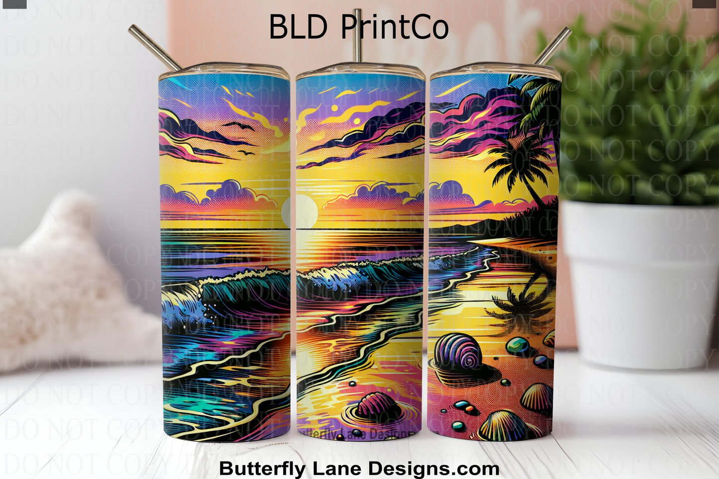 W704 Beach sunset -cartoonish-