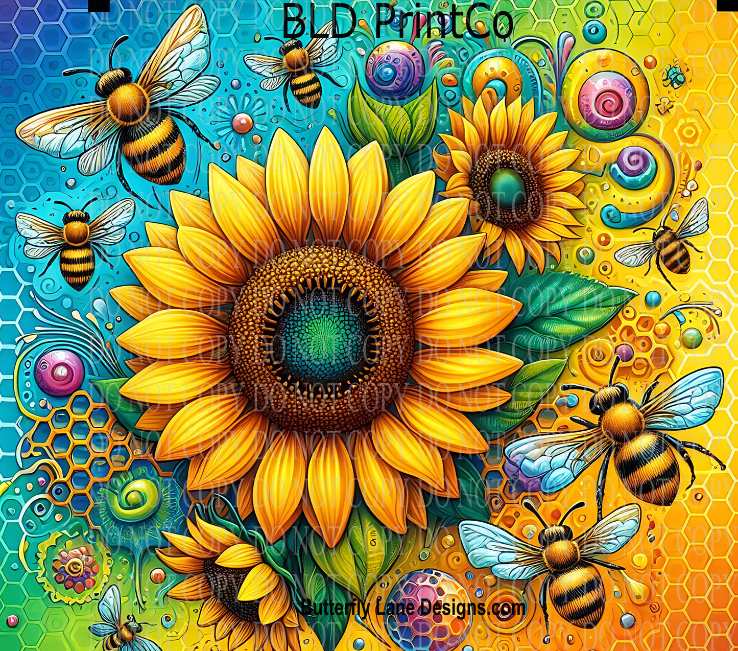 W729 Sunflowers and Bees