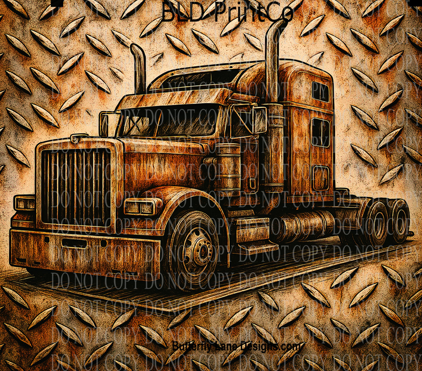 W738 Diamond plate 18 wheeler