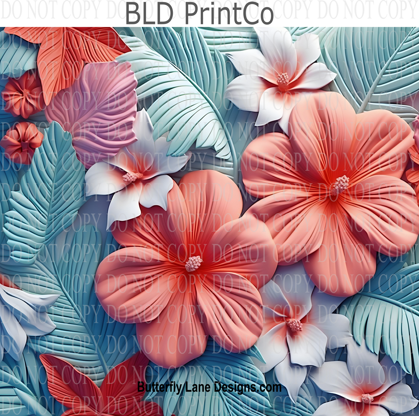 3D effect tropical floral W8 : Tumbler wrap