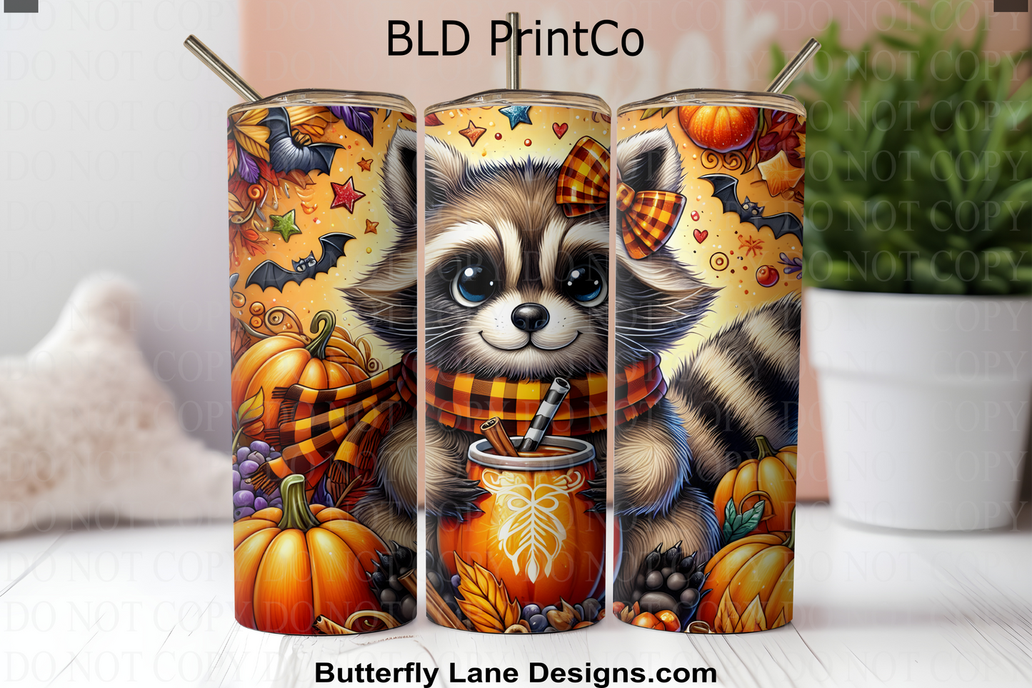 W824 Cute Fall Raccoon